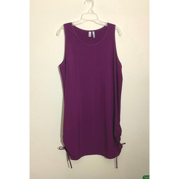 Z By Zella Mini Bodycon Dress Sz XL Purple Polyester Stretch Side Ruched Active - Picture 1 of 9